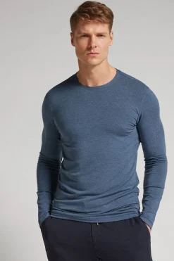 Longsleeve z Modalu z Kaszmirem z Dekoltem Pod Szyję