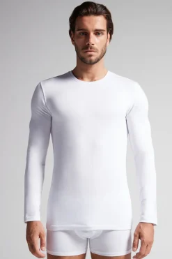 Longsleeve z Modalu z Kaszmirem z Dekoltem Pod Szyję