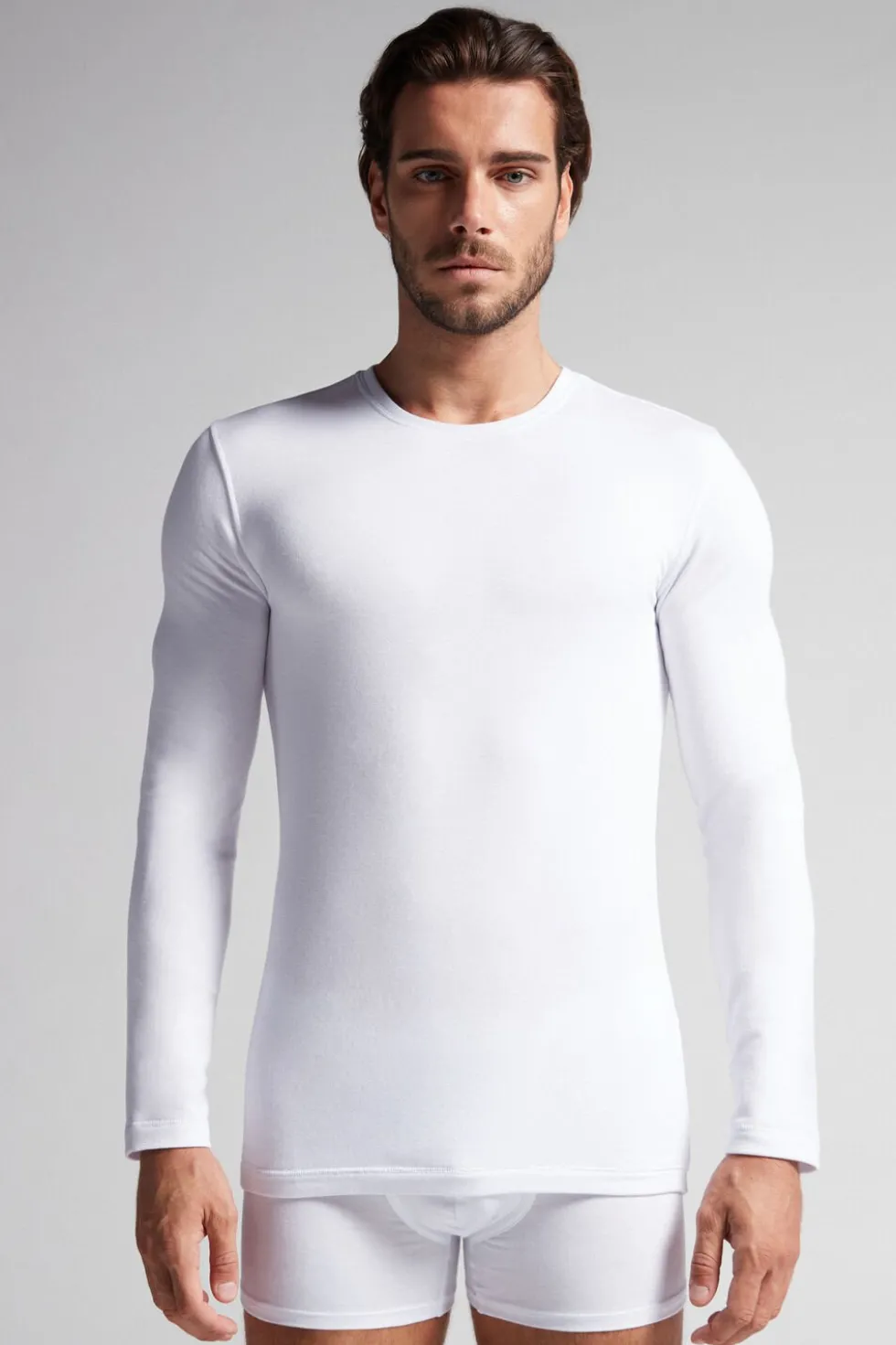 Longsleeve z Modalu z Kaszmirem z Dekoltem Pod Szyję