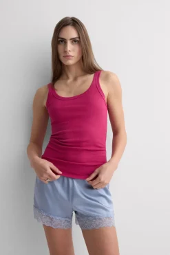 Tank Top Prążkowany z Bawełny Superior