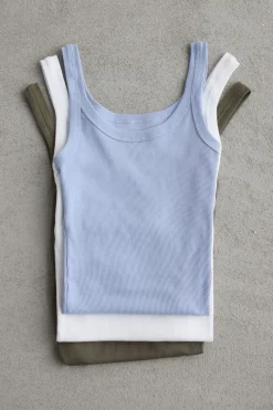 Tank Top Prążkowany z Bawełny Superior