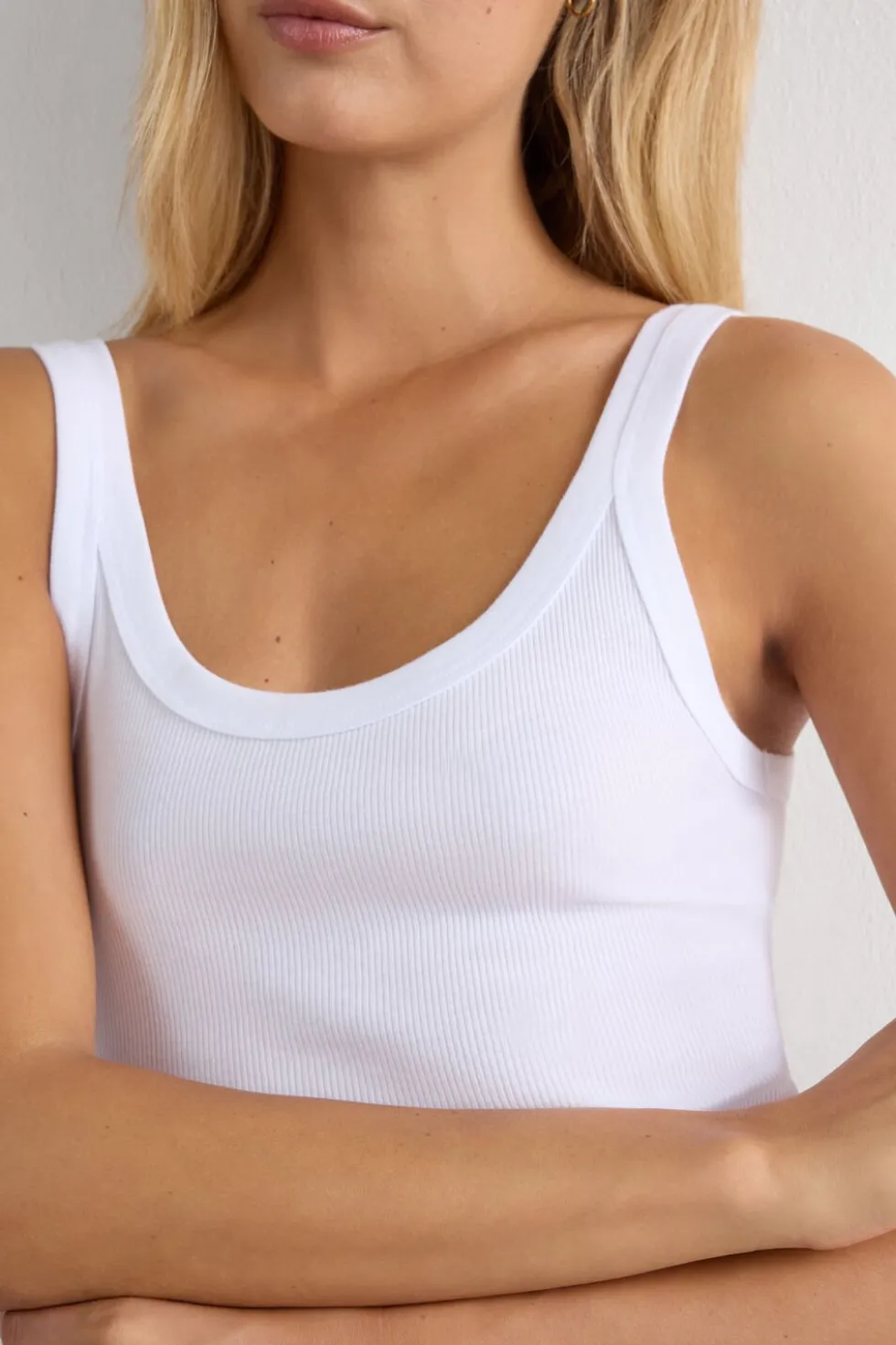 Tank Top Prążkowany z Bawełny Superior