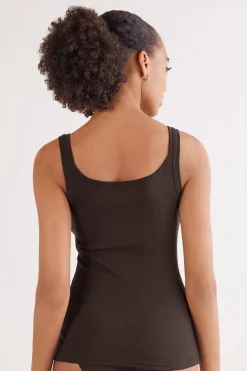 Tank Top Prążkowany z Bawełny Superior
