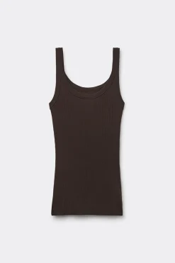 Tank Top Prążkowany z Bawełny Superior