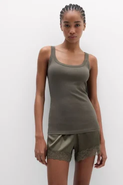 Tank Top Prążkowany z Bawełny Superior