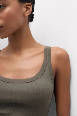 Tank Top Prążkowany z Bawełny Superior