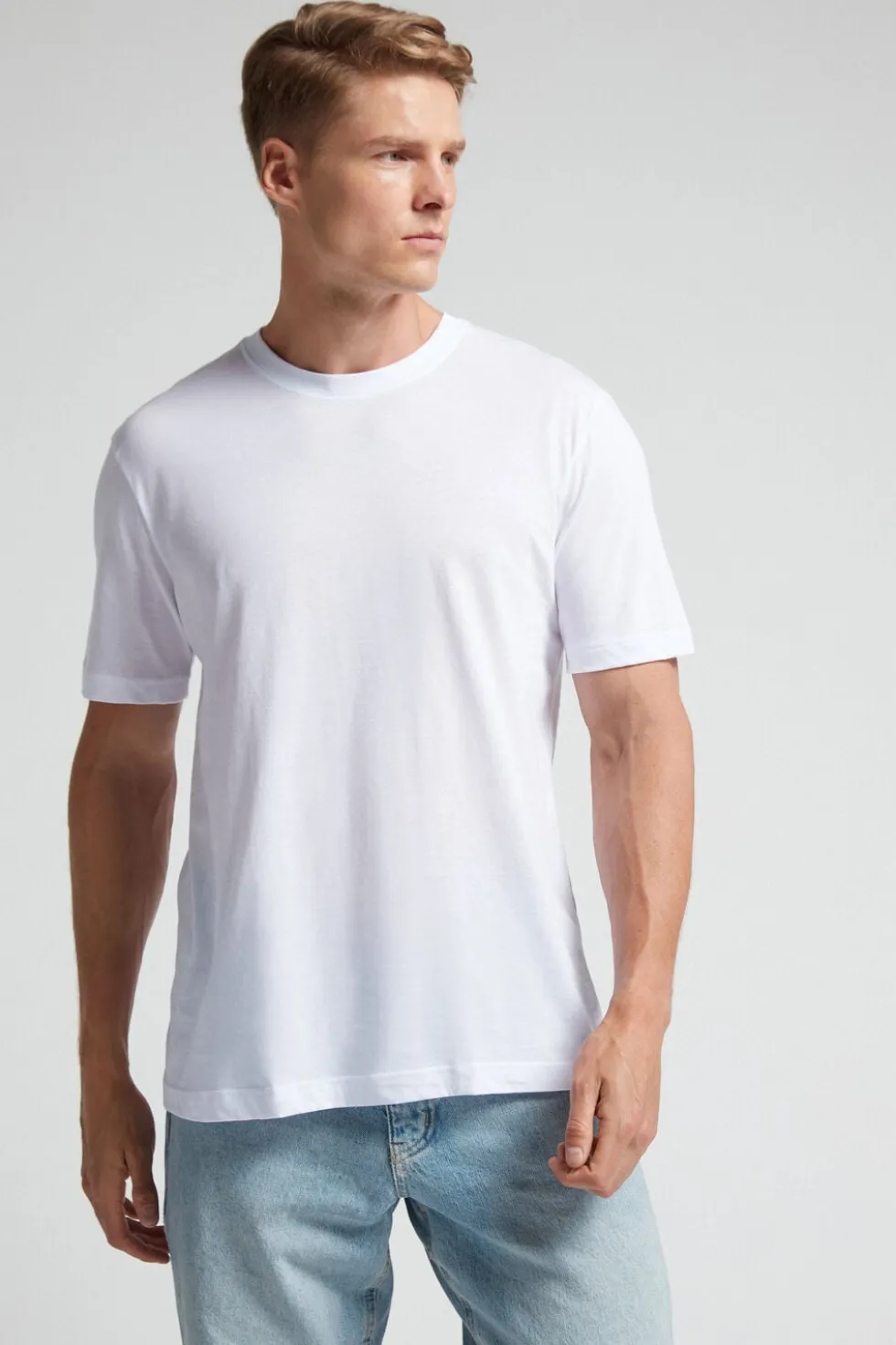 T-shirt o Regularnym Kroju z Bawełny Superior Extrafine