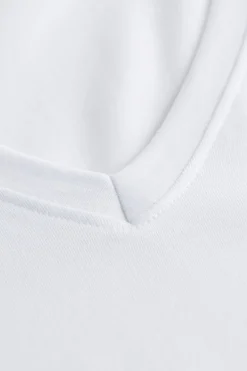 T-shirt z Dekoltem w Kształcie Litery V z Elastycznej Bawełny Superior