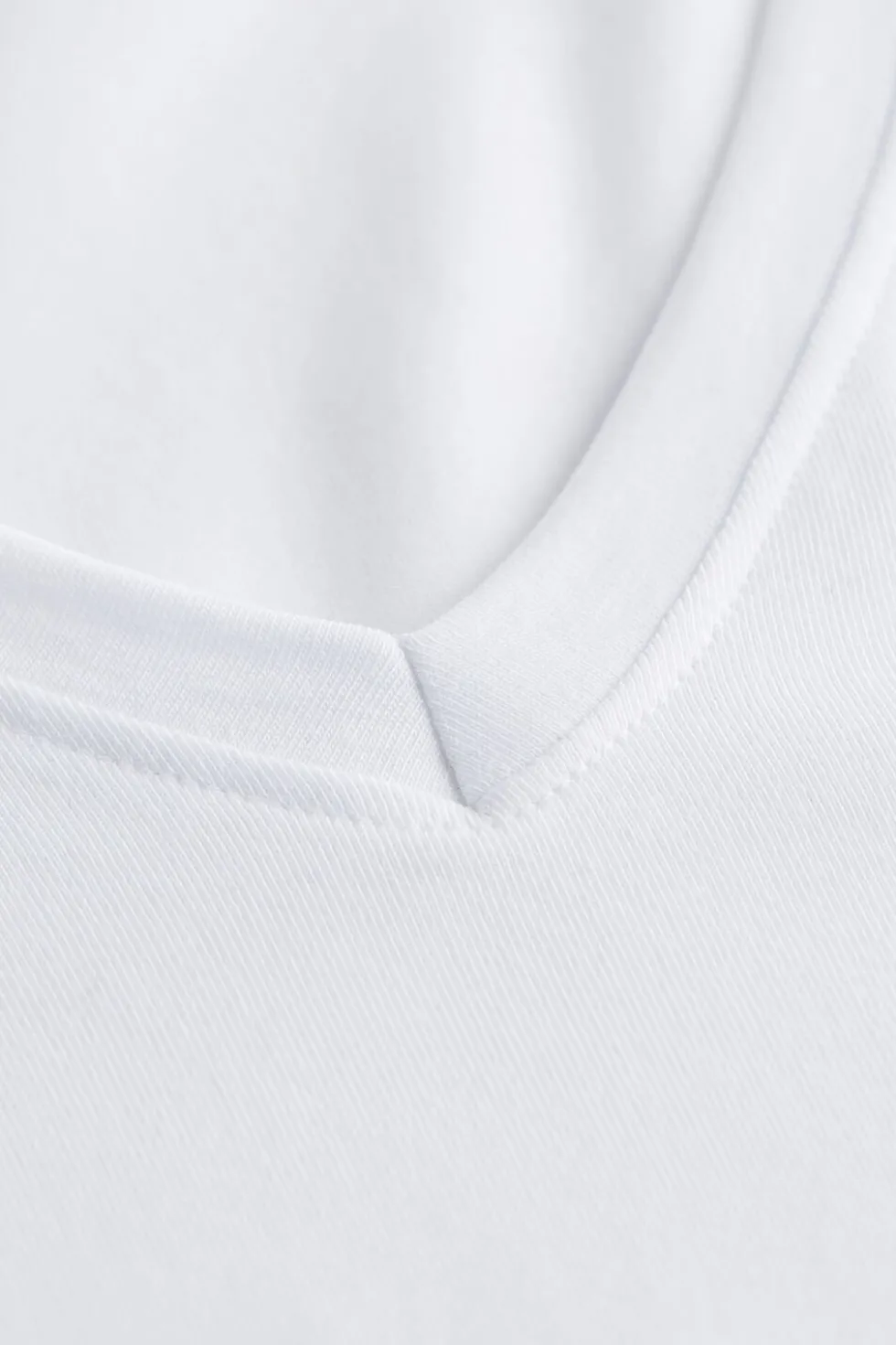 T-shirt z Dekoltem w Kształcie Litery V z Elastycznej Bawełny Superior