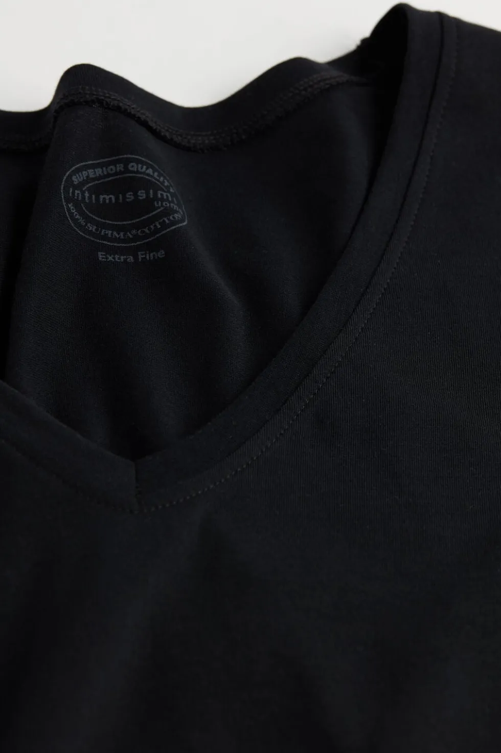 T-shirt z Dekoltem w Kształcie Litery V z Bawełny Superior Extrafine
