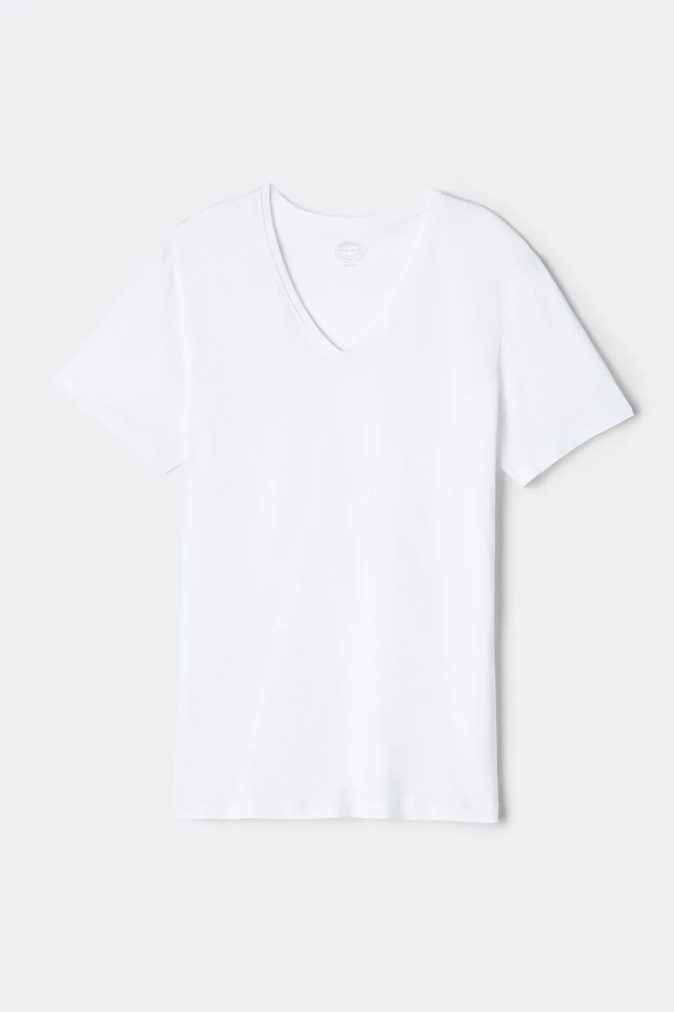 T-shirt z Dekoltem w Kształcie Litery V z Bawełny Superior Extrafine