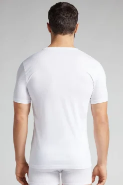 T-shirt z Dekoltem w Kształcie Litery V z Merceryzowanej Bawełny filo Premium