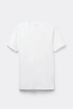 T-shirt z Dekoltem w Kształcie Litery V z Merceryzowanej Bawełny filo Premium