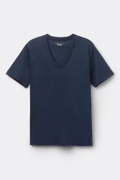 T-shirt z Dekoltem w Kształcie Litery V z Merceryzowanej Bawełny filo Premium
